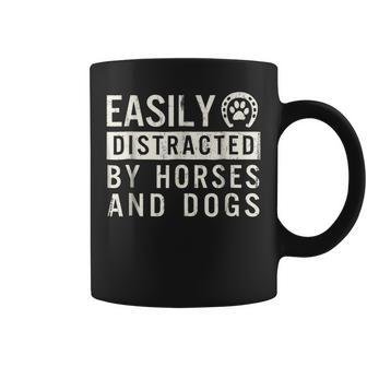 Easily Distracted By Horse And Dogs Coffee Mug | Mazezy