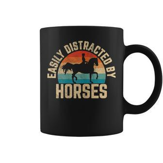 Easily Distracted By Horses Retro Funny Horse Gifts Gift For Womens Coffee Mug | Mazezy CA