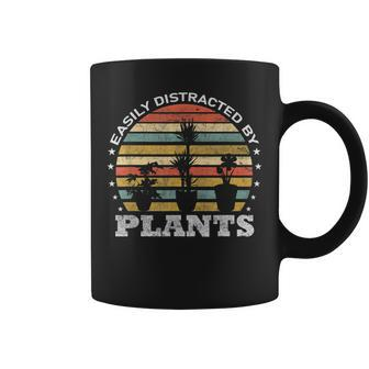 Easily Distracted By Plants Retro Vintage Plants Lover Coffee Mug - Seseable