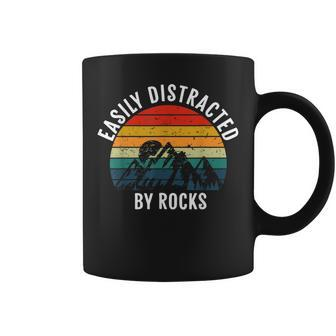 Easily Distracted By Rocks Collecting Lovers Retro Vintage Coffee Mug | Mazezy