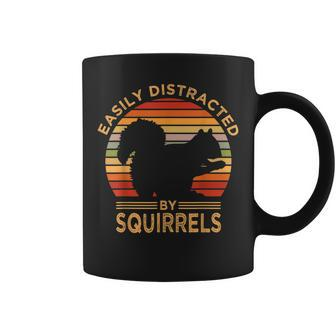 Easily Distracted By Squirrels Vintage Funny Squirrel Coffee Mug - Seseable