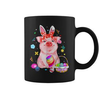 Easter Bunny Spring Pig Bow Egg Hunting Basket Colorful Coffee Mug | Mazezy