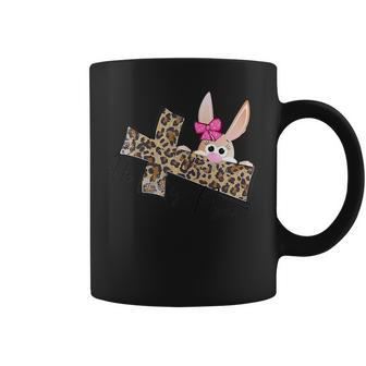 Easter Gift Christian Girls Mom Bunny He Is Risen Leopard Coffee Mug | Mazezy