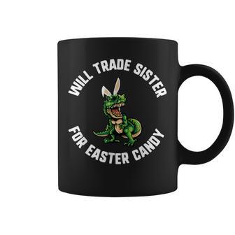 Easter Will Trade Sister For Candy Trex Dinosaur Bunny Ears Coffee Mug | Mazezy