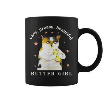 Easy Greasy Beautiful Butter Girl Meow Cat Apparel Coffee Mug - Thegiftio UK