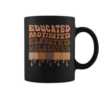 Educated Motivated Elevated Melanated Retro Groovy Coffee Mug - Seseable