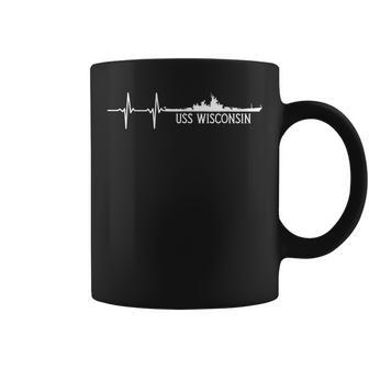 Ekg Heartbeat Uss Wisconsin Bb-64 Battleship Coffee Mug - Seseable