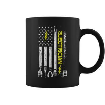 Electrician American Flag Patriotic Electrical Tools Coffee Mug - Seseable