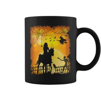 Equestrian Girl Riding Horse Scary Horseback Rider Halloween Gift For Womens Coffee Mug | Mazezy