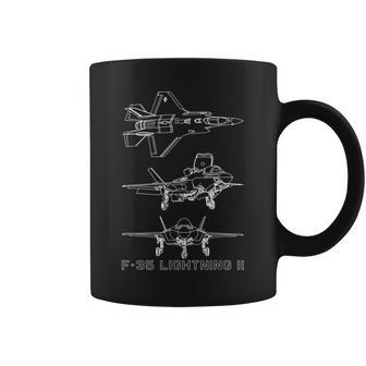 F35 Lightning Ii American Stealth Plane Blueprint Coffee Mug | Mazezy