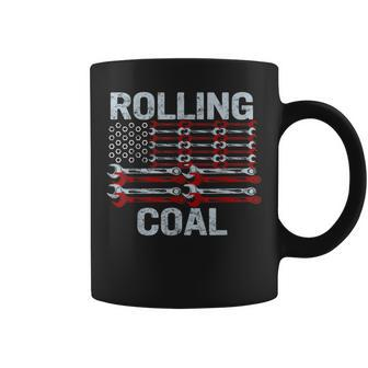 Fathers Day Diesel Car Mechanic Dad Rolling Coal Usa Flag Coffee Mug | Mazezy