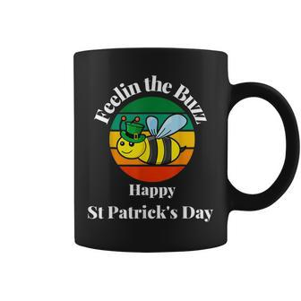 Feel The Buzz Happy St Patricks Day Leprechaun Bee Irish Coffee Mug - Seseable