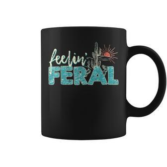 Feeling Feral Sunset Cactus Vintage Desert Coffee Mug | Mazezy