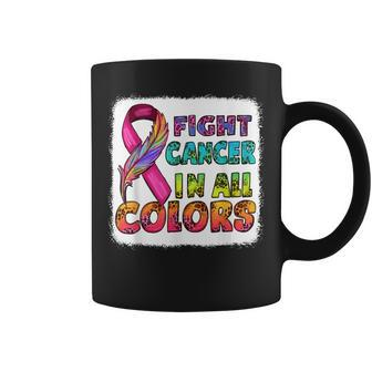 Fight Cancer In All Color Fight Cancer Feather Ribbons Coffee Mug | Mazezy