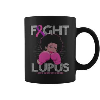Fight Lupus Awareness Month Purple Ribbon Black Women Gift Coffee Mug - Seseable