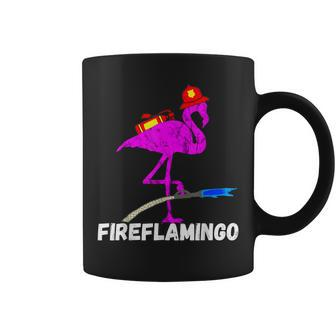Fire Fighter Flamingo Exotic Bird Firefighter Fireman Coffee Mug - Seseable