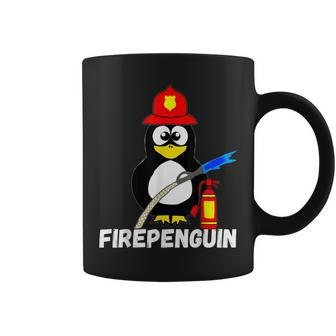 Fire Fighter Penguin Fireman Water Bird Firefighter Coffee Mug - Seseable