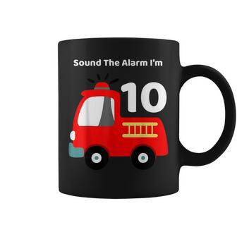 Fire Fighter Truck 10 Year Old Birthday | 10Th Bday Coffee Mug - Seseable
