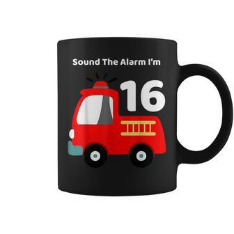 Fire Fighter Truck 16 Year Old Birthday | 16Th Bday Coffee Mug - Seseable