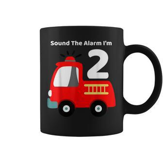 Fire Fighter Truck 2 Year Old Birthday | 2Nd Bday Coffee Mug - Seseable