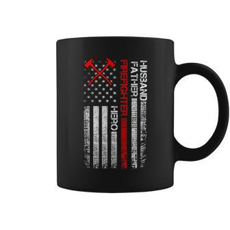 Firefighter American Flag Axe Thin Red Line Patriotic Coffee Mug - Seseable