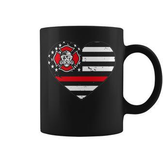 Firefighter Heartbeat Usa Flag Us Fire Fighter Fireman Coffee Mug - Seseable