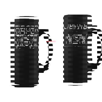 Firefighter Mom Mother Support The Thin Red Line Flag Son Coffee Mug | Seseable CA