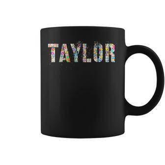 First Name Taylor Flowery Girl Custom Flowers Birthday Coffee Mug | Mazezy