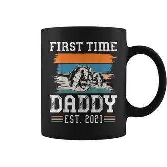 First Time Dad Est 2021 Gift New Dad Retro Vintage Colors Coffee Mug - Seseable
