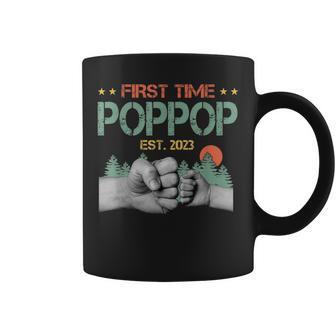 First Time Poppop Soon To Be Poppop Est 2023 Fathers Day Coffee Mug - Thegiftio UK