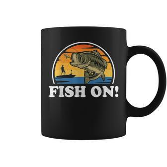 Fish On Funny Bass Fishing Vintage Fisherman For Men Coffee Mug - Seseable