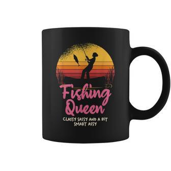 Fishing Queen Damen Tassen mit Angler-Sonnenuntergang und Spruch - Seseable