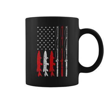 Fishing Rod American Flag Vintage Fishing Gift For Fisherman V2 Coffee Mug - Seseable