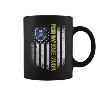 Flag Usa Proud Navy Seabee Grandpa Us Military Family Gift Coffee Mug | Mazezy