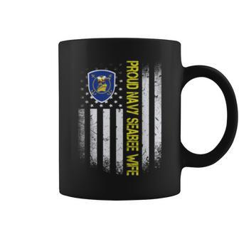 Flag Usa Proud Us Navy Seabee Wife Us Military Family Gift Coffee Mug | Mazezy