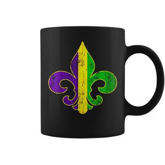 Fleur De Lis Typography Raw Mardi Gras Coffee Mug - Seseable