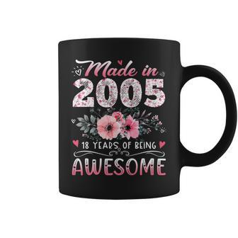 Floral 18Th Birthday Gifts For Women Made In 2005 Birthday Coffee Mug - Seseable