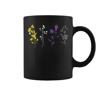 Floral Non Binary Lgbt Nonbinary Flag Flowers Pride Month Coffee Mug - Thegiftio UK