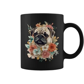 Floral Pug Dog Spring Nature Dog Lovers Coffee Mug | Mazezy UK