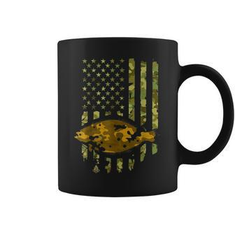 Fluke Fishing Gift American Flag Camouflage Flounder Coffee Mug - Seseable