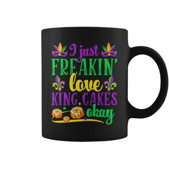Freakin Love King Cake Funny Mardi Gras Cake Lover Coffee Mug - Seseable