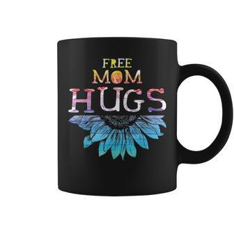 Free Mom Hugs Lgbt Rainbow Sunflower Pride Gift Coffee Mug - Seseable