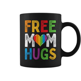 Free Mom Hugs Rainbow Heart Lgbt Ally Pride Month Retro Coffee Mug - Thegiftio UK