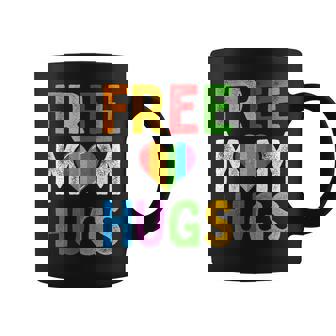 Free Mom Hugs Rainbow Heart Lgbt Ally Pride Month Retro Coffee Mug - Thegiftio
