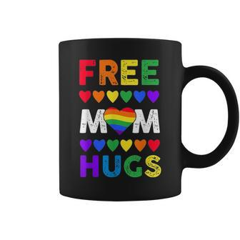 Free Mom Hugs T Rainbow Heart Lgbt Pride Month Coffee Mug - Seseable