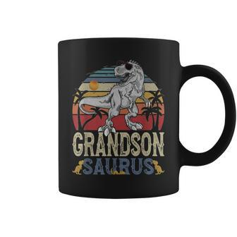 Fun Grandsonsaurus Rex Dinosaur Grandson Saurus Family Coffee Mug - Seseable