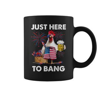 Funny 4Th Of July Just Here To Bang Usa Flag Chicken Beer Coffee Mug | Mazezy