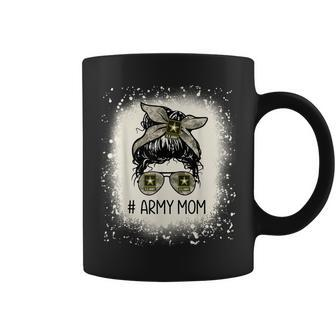 Funny Army Mom Messy Bun Hair Glasses Veteran Coffee Mug | Mazezy