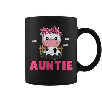 Funny Auntie Cow Cute Cow Farmer Birthday Matching Family Coffee Mug - Seseable