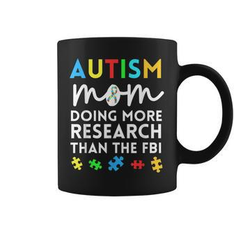 Funny Autism Mom Doing More Research For Autistic Awareness Coffee Mug | Mazezy